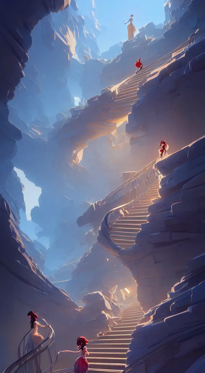 Prompt: incredible, mindblowing, never - ending swirling staircases, in marble incrusted of legends official fanart behance hd by jesper ejsing, by rhads, makoto shinkai and lois van baarle, ilya kuvshinov, rossdraws global illumination