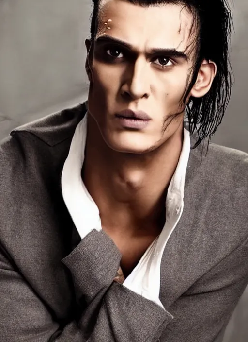 Image similar to Handsome Frankenstein, smooth skin, young man, masculine, strong cheekbones, gorgeous