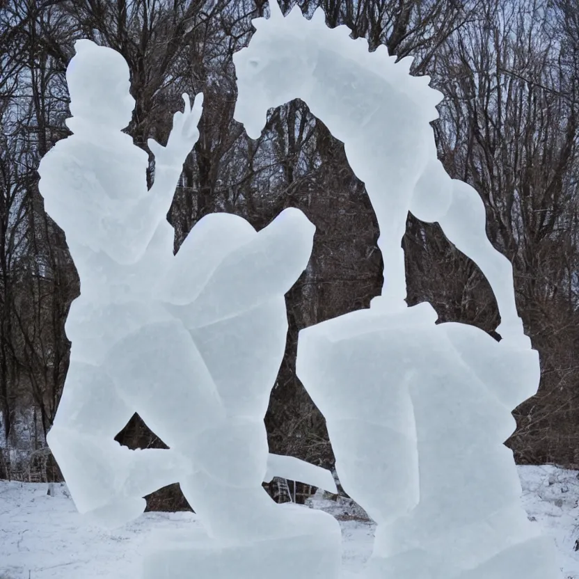 Image similar to ice sculpture of a headless horseman