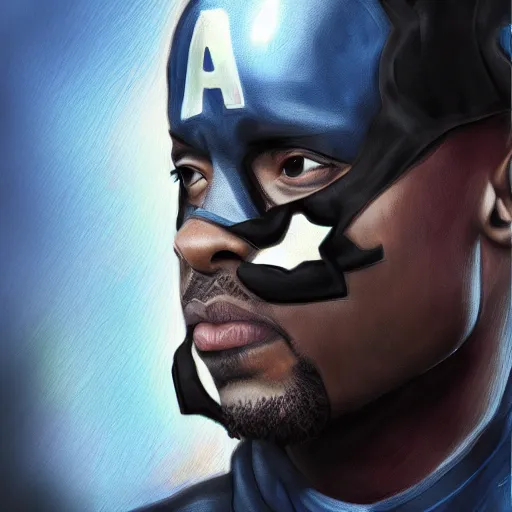 Image similar to Will Smith as Captain America, digital art