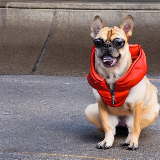 Prompt: a dog with duffle coat