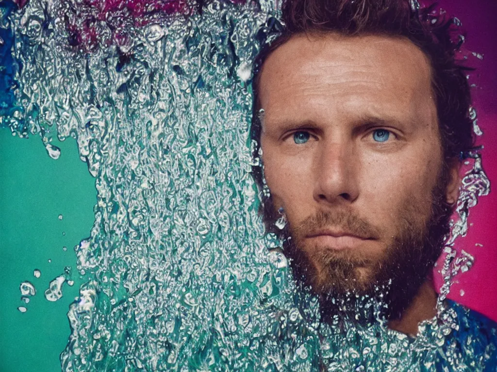 Image similar to lorenzo cherubini jovanotti submerged in plastic bottles crying, polaroid color photo, ultra realistic