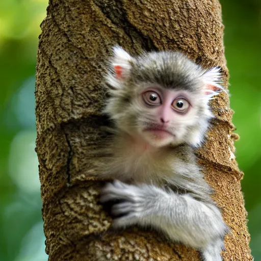 Image similar to monkey kitten, in a tree, Nikon, telephoto