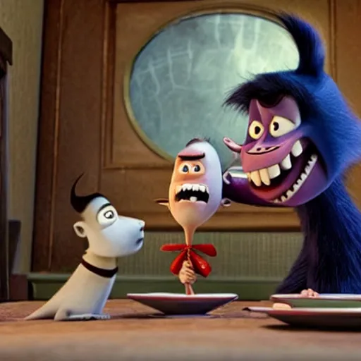 Image similar to a still from the live action hotel Transylvania movie
