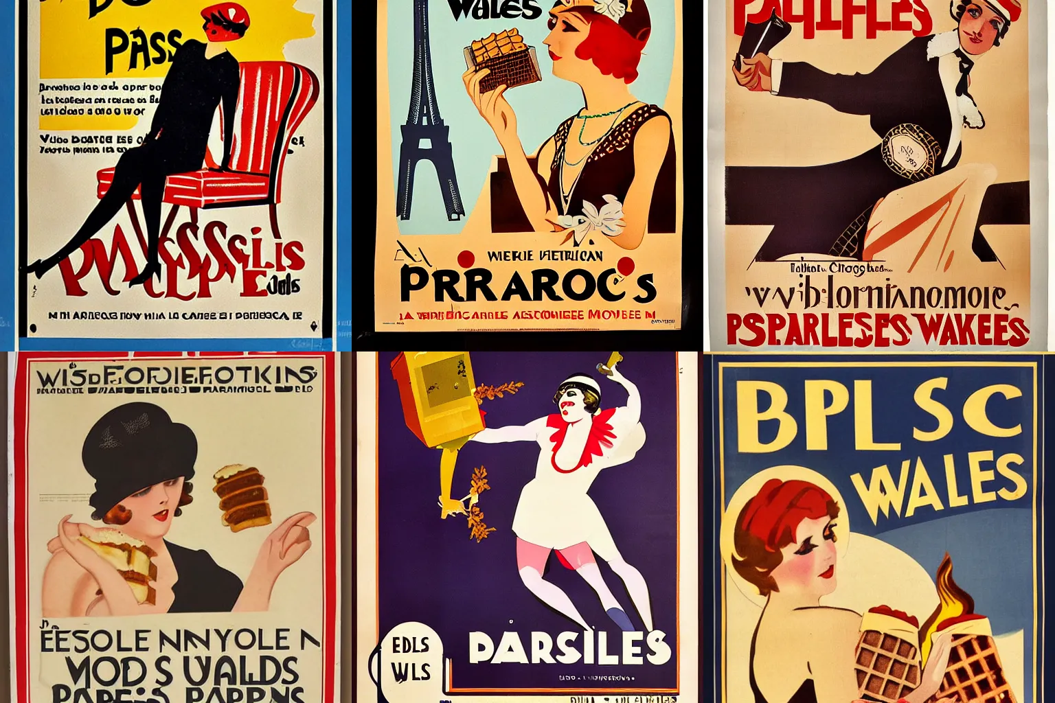 Prompt: 1 9 2 0 s parisien advertising poster for waffles