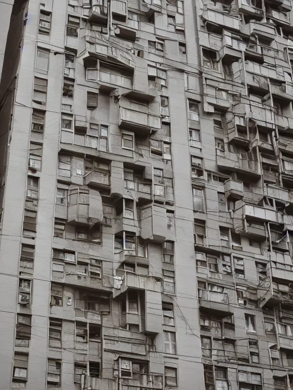 Image similar to full soviet apartment building, photo