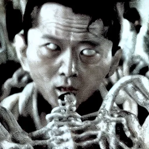 Image similar to film still from 鉄 男 tetsuo 2 body hammer 1 9 9 2 tsukamoto industrial body horror