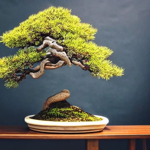 Prompt: a sakura bonsai tree on a desk in a living room, beautiful, high detail, cinematic, instagram,