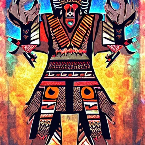 Prompt: aztec wolf warrior