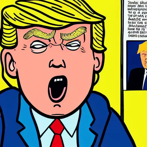 Image similar to a close - up portrait of donald trump as a big baby by chris ware