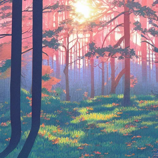 Prompt: forest in the morning light, by Rumiko Takahashi