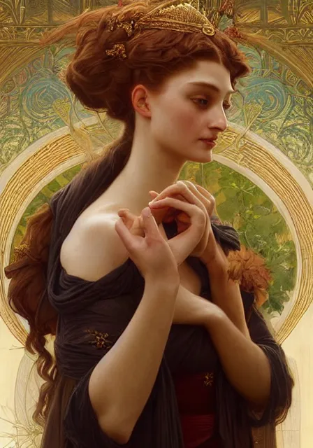 Prompt: portrait of sansa and sersei, intricate, elegant, highly detailed, digital painting, artstation, concept art, smooth, sharp focus, illustration, art by artgerm and greg rutkowski and alphonse mucha and william - adolphe bouguereau