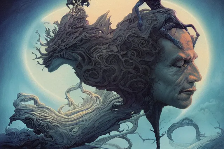 Image similar to dream of the endless sandman Morpheus Neil Gaiman by Darrell k. Sweet Jason Felix Ross Tran Peter Mohrbacher