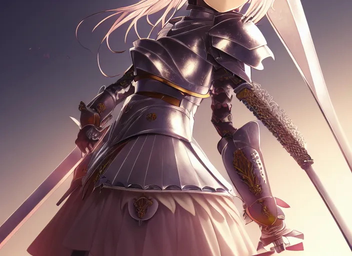 Prompt: anime girl in knights armor, Norihiro Yagi,omoide emanon, tsuruta kenji, murata range,kawaii, kyoto animation, manga,katsura masakazu, intricate, detailed, studio lighting, gradation,editorial illustration, matte print, Ilya Kuvshinov, concept art, digital,makoto shinkai,loish,