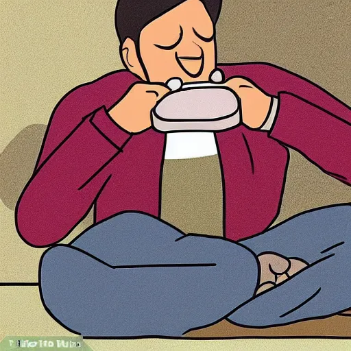 Prompt: a wikihow illustration of a man eating himself