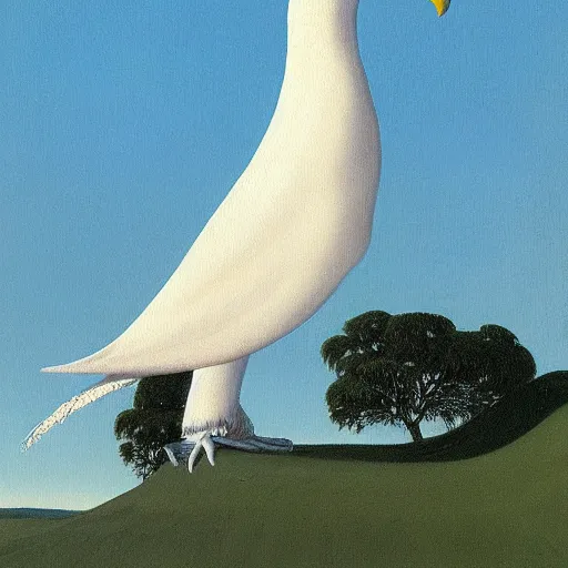 Prompt: a painting of a huge bird behind a white wall, by clarence holbrook carter