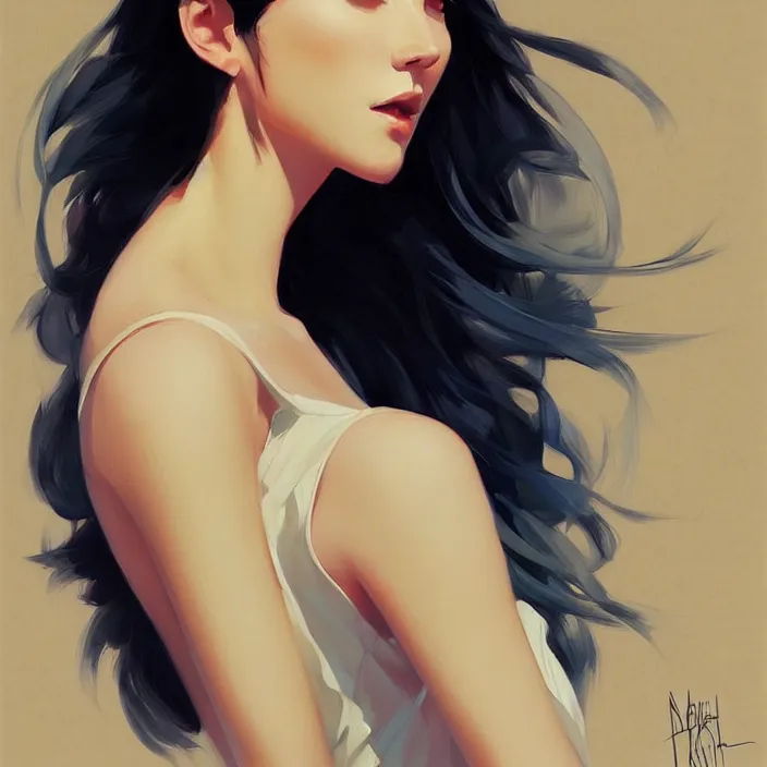 Prompt: a portrait of a beautiful! angel in low cut dress!!. realistic shaded lighting poster by ilya kuvshinov katsuhiro, magali villeneuve, artgerm, jeremy lipkin and michael garmash, rob rey and kentaro miura style, trending on art station