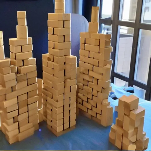 Prompt: Space Needle but it’s made out of Jenga blocks