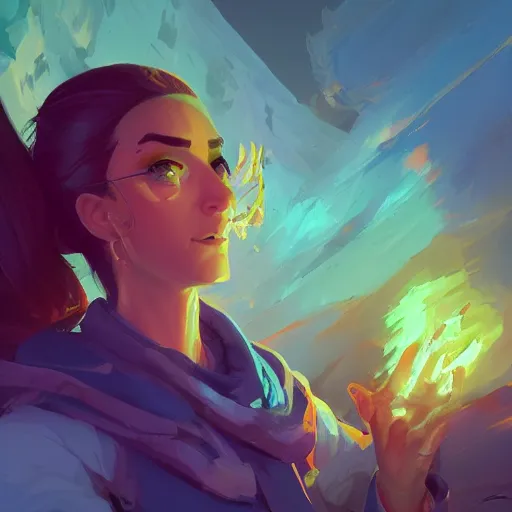 Image similar to profile portrait, maya ali mage, gloomhaven, dynamic lighting, gaudy colors, octane render aesthetic, matte painting concept art, official fanart behance hd artstation by jesper ejsing, by rhads and makoto shinkai and lois van baarle and ilya kuvshinov and rossdraws