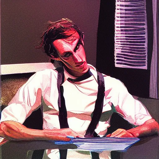 Prompt: portrait of zach hill by syd mead