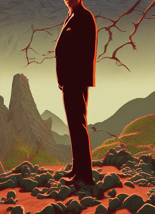 Prompt: Twin Peaks poster artwork by Michael Whelan and Tomer Hanuka, Rendering of the Lynch King, full of details, by Makoto Shinkai and thomas kinkade, Matte painting, trending on artstation and unreal engine