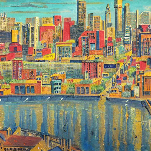 Prompt: a city, 20th century painting