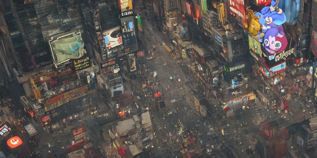 Image similar to isaac from the binding of isaac : rebirth in the middle of times square, pov, taken by a bystander realistic 4 k octane beautifully detailed render, 4 k post - processing, highly detailed, intricate complexity, epic composition, magical atmosphere, cinematic lighting, masterpiece, ultra hd