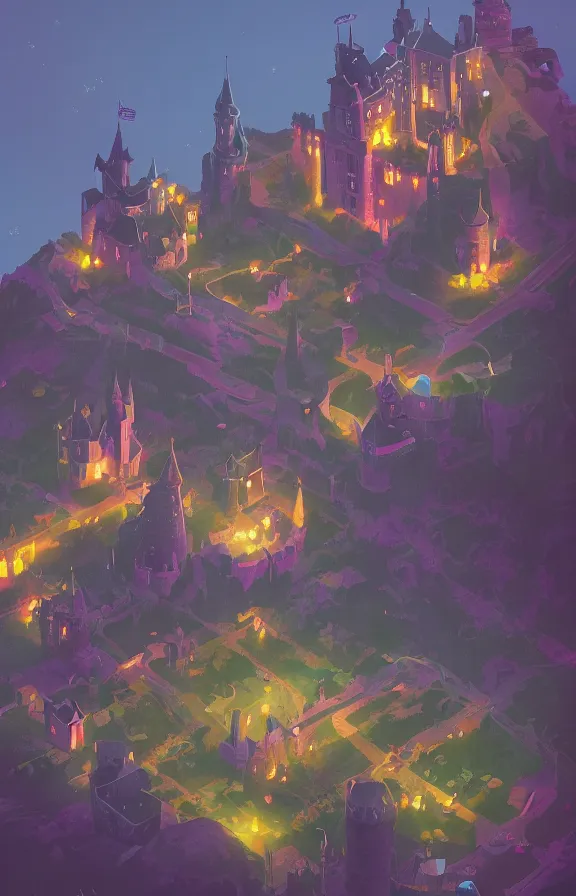 Prompt: magical castle school on a hill, dreamworks, sharp focus, highly detailed, james gilleard, simon stalenhag, bright colors, close up, print, game art