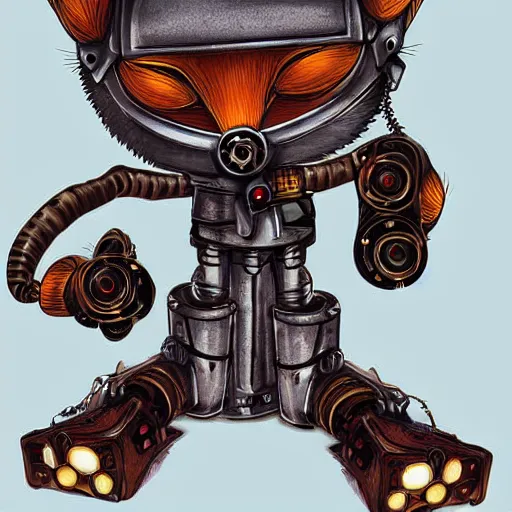 Prompt: robot fox, steampunk style, digital art