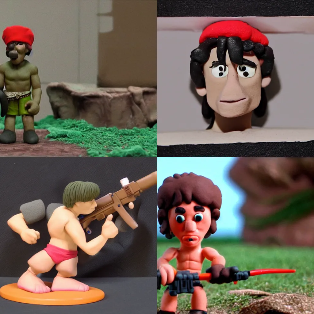 Prompt: Rambo in claymation