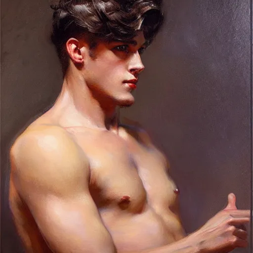 Image similar to attractive male, character design. highly detailed painting by gaston bussiere and j. c. leyendecker 8 k