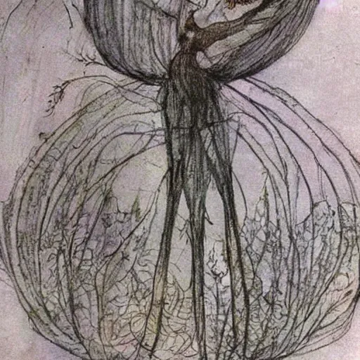 Image similar to a beautiful fairytale painting of a dandelion seed that is also a fairy. the dandelion seed is the body of the fairy. beautiful clear painting by arthur rackham