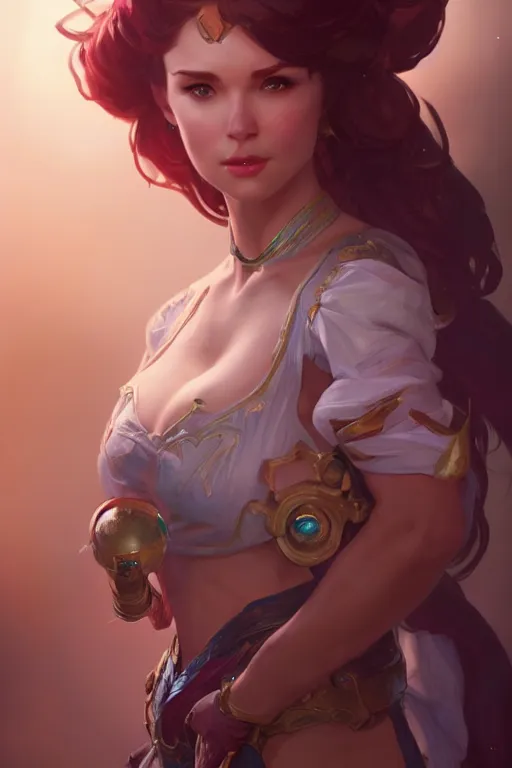 Prompt: a cute fantasy woman character, accurate anatomy, only two hands, highly detailed, digital painting, artstation, concept art, smooth, sharp focus, illustration, Unreal Engine 5, 8K, art by ross tran and greg rutkowski and alphonse Mucha