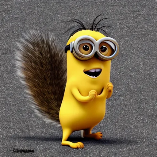 Image similar to squirrel in style of minions movie