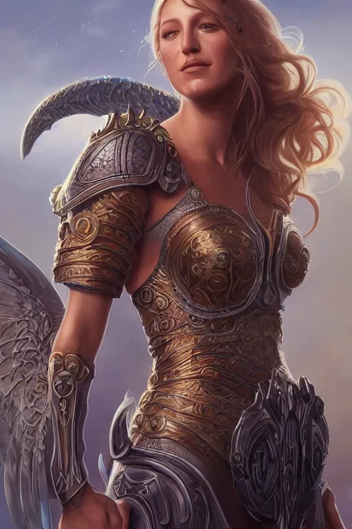 Prompt: ultra realistic illustration, blake lively as athena from baldurs gate and diablo, intricate, elegant, highly detailed, digital painting, artstation, concept art, smooth, sharp focus, illustration, art by artgerm and greg rutkowski and alphonse mucha