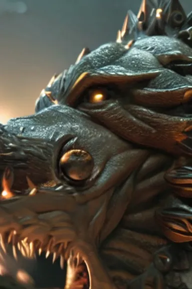 Image similar to very very intricate photorealistic photo of bowser in an episode of game of thrones, photo is in focus with detailed atmospheric lighting, award - winning details