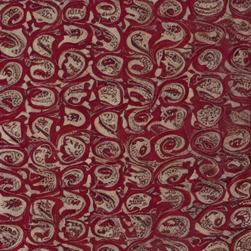 Prompt: kashmiri paisley design in maroon and beige colors n -9