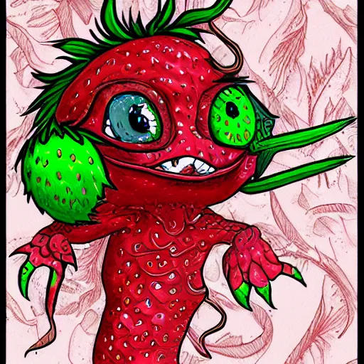 Image similar to strawberry goblin intricate digital painting