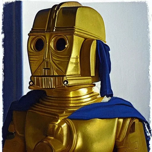 Prompt: C3P-0 painted by Vermeer