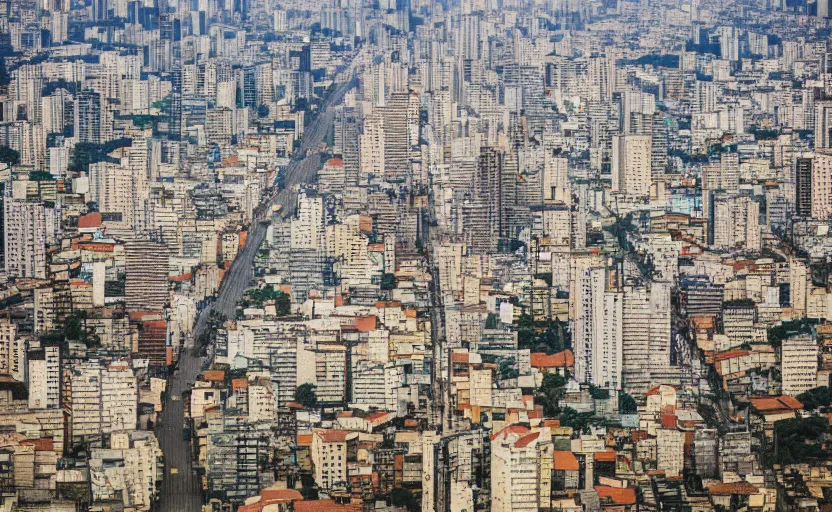 Prompt: award winning overhead view photo of the city of sao paulo in 1 9 5 6, tilt shift photography