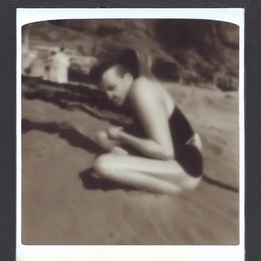 Prompt: Surfer goth, old polaroid, photograph