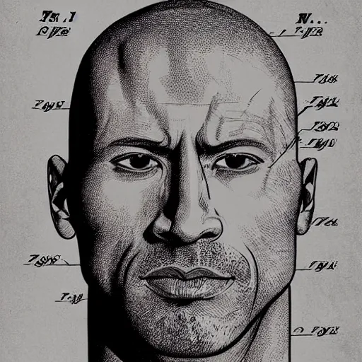 Image similar to US patent of Dwayne Johnson's head