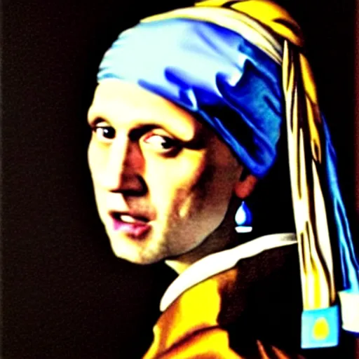 Image similar to jason statham with a pearl earring by vermeer