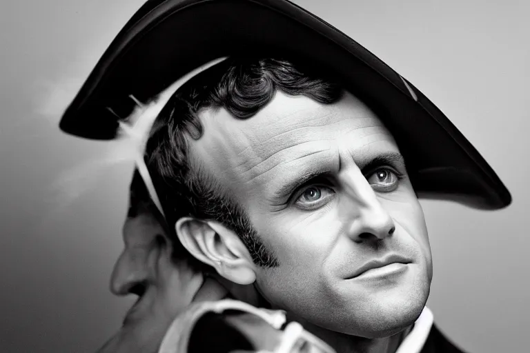 Image similar to closeup portrait of emmanuel macron dressed as napoleon firing the paris gun, natural light, sharp, detailed face, magazine, press, photo, steve mccurry, david lazar, canon, nikon, focus