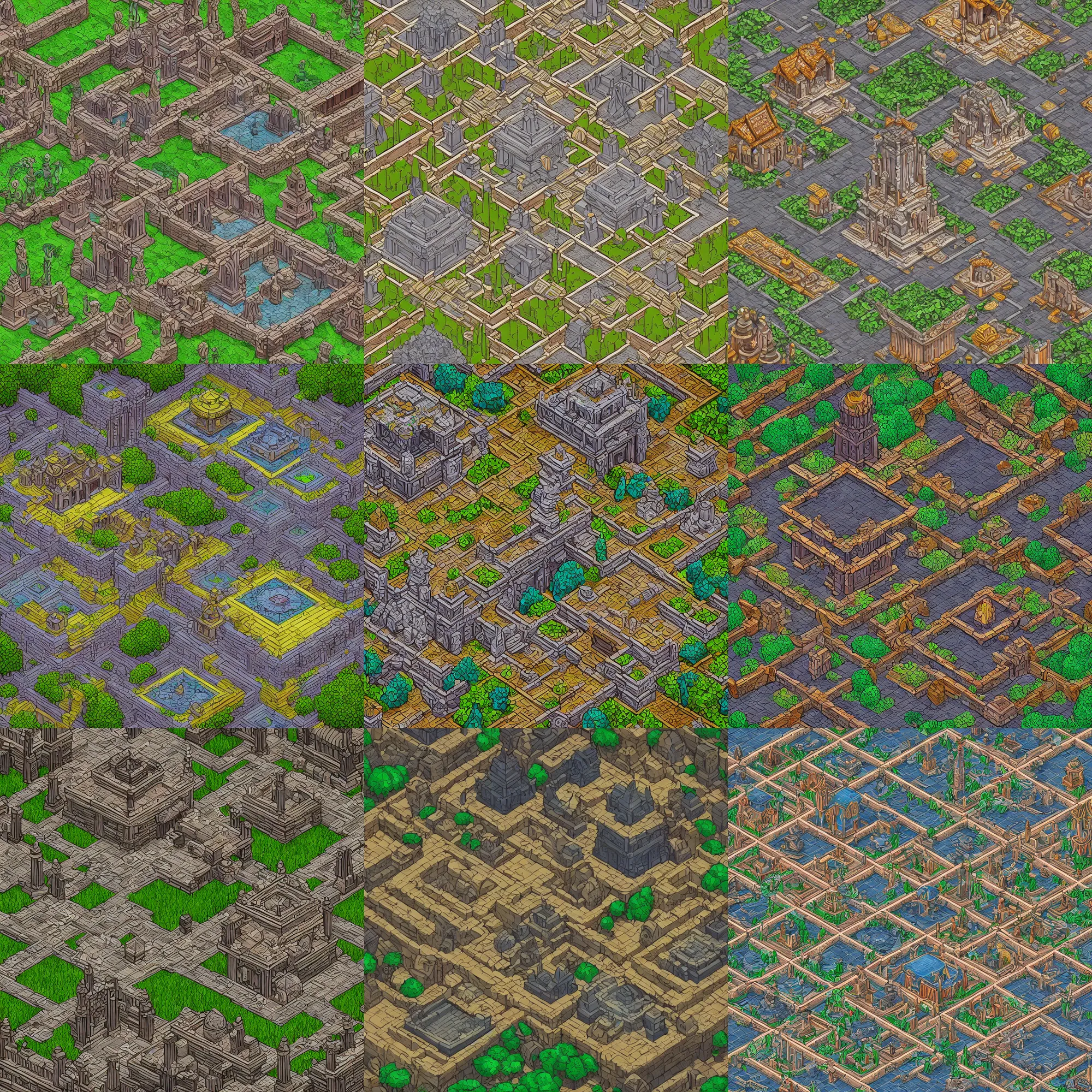 Prompt: a temple, single isometric game tile, high detail, 8 k colored lineart