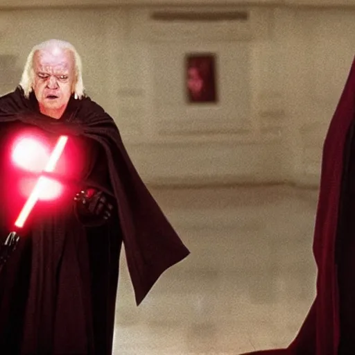 Prompt: Biden as Darth Sidious from Star Wars, film still
