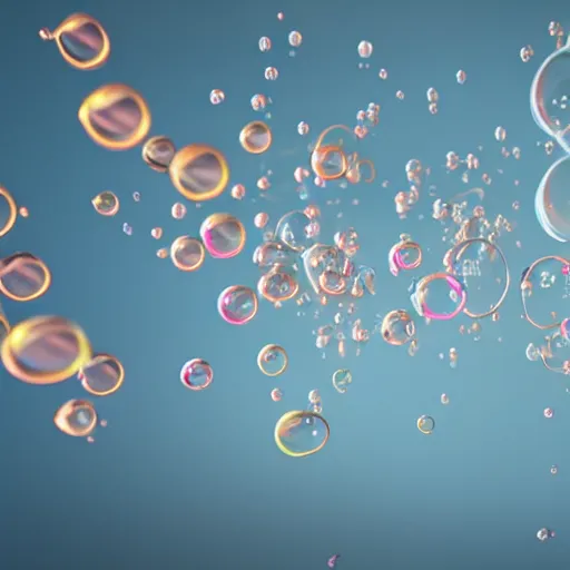 Image similar to a group of bubbles floating in the air, a computer rendering by Alberto Seveso, behance, generative art, rendered in cinema4d, octane render, photoillustration