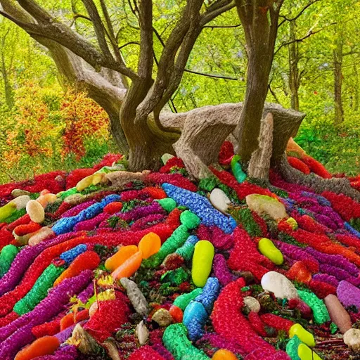 Prompt: a jellybean forrest