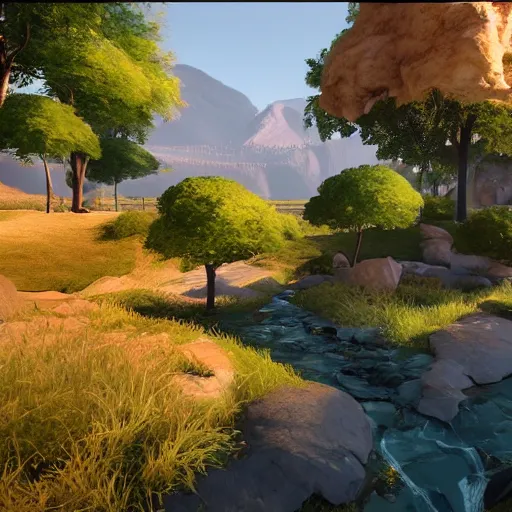 Image similar to a beautiful landscape, nvidia raytracing demo