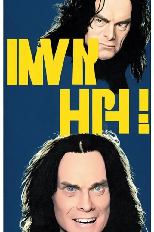 Image similar to a poster depicting tommy wiseau from the room ( 2 0 0 3 ) with the words'oh hi mark'written on it, perfect kerning